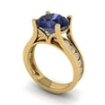 thumbnail image 1 of 3.39 ct Brilliant Round Cut Blue Sapphire 14k Yellow Gold Solitaire with Accents Engagement Bridal Wedding Ring Band Set size 8, 1 of 7