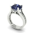 thumbnail image 1 of 3.39 ct Brilliant Round Cut Blue Sapphire 18K White Gold Solitaire with Accents Engagement Bridal Wedding Ring Band Set size 5.5, 1 of 7