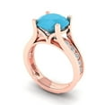 thumbnail image 1 of 3.39 ct Brilliant Round Cut Turquoise 14k Rose Gold Solitaire with Accents Engagement Bridal Wedding Ring Band Set size 11, 1 of 7