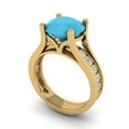 thumbnail image 1 of 3.39 ct Brilliant Round Cut Turquoise 14k Yellow Gold Solitaire with Accents Engagement Bridal Wedding Ring Band Set size 6, 1 of 7