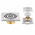 thumbnail image 1 of 3.39In Square Shower Floor Drain with Removable Strainer Cover, Anti-Clogging Brass Drain, Tile Insert Floor Drainer for Bathroom, Kitchen, Garage, Basement(D), 1 of 6