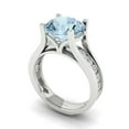 thumbnail image 1 of 3.39ct brilliant round cut blue Zircon 18k white gold solitaire with accents wedding Engagement Bridal Wedding Ring Band Set ring band set size 7.5, 1 of 7