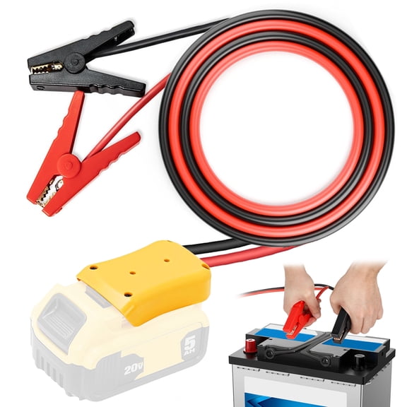 3.3FT Jumper Cable Jump Starter Cable with Battery Adapter 8AWG 12-24V Jumper Cable with Alligator Clip for Car Truck RV Portable Power Station