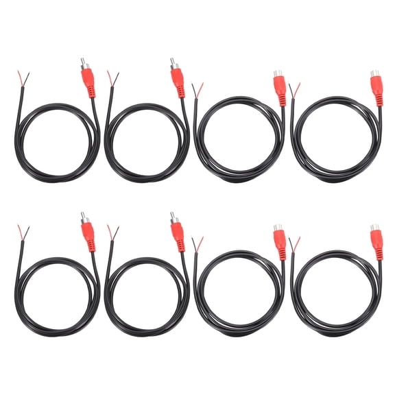 3.3FT RCA to Bare Wire Speaker Cable, 22AWG Replacement Red RCA Female Male Plug to Open End Pigtail Audio Cable Connector Adapter for Amplifier, Home Audio Speakers, Pack of 8