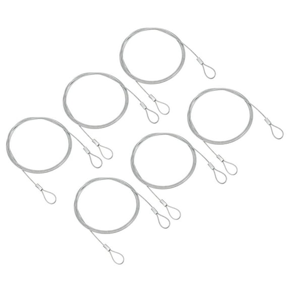 3.3Ft 1.5mm Dia Safety Cable Lock Steel Stage Lighting Security Wire Rope, Clear 6 Pack