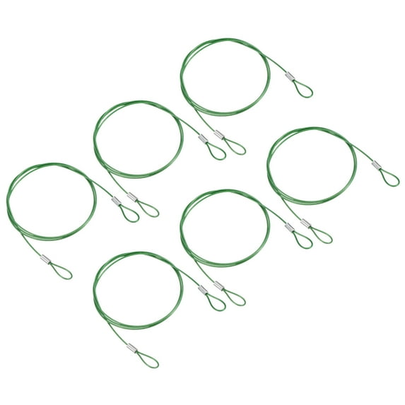 3.3Ft 1.5mm Dia Safety Cable Lock Steel Stage Lighting Security Wire Rope, Green 6 Pack