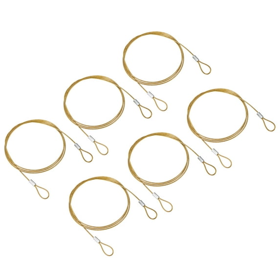 3.3Ft 1.5mm Dia Safety Cable Lock Steel Stage Lighting Security Wire Rope, Yellow 6 Pack