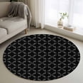 thumbnail image 1 of 3.3Ft Round Rug, Black Morocco Non-Skid Rubber Backing Large Area Rugs - Living Room Bedroom Home Office, Geometric Leaf Diamond Lattice Abstract Indoor Floor Mat Carpets Washable Rug, 1 of 9
