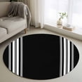 thumbnail image 1 of 3.3Ft Round Rug, Black Striped Non-Skid Rubber Backing Large Area Rugs - Living Room Bedroom Home Office, Farmhouse Black White Stripes Indoor Floor Mat Carpets Washable Rug, 1 of 9