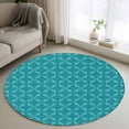 thumbnail image 1 of 3.3Ft Round Rug, Teal Morocco Non-Skid Rubber Backing Large Area Rugs - Living Room Bedroom Home Office, Geometric Leaf Diamond Lattice Abstract Indoor Floor Mat Carpets Washable Rug, 1 of 9
