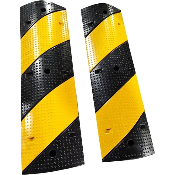 3.3Ft Rubber Speed Bumps for Driveway Black Wire Cord Ramp Set of 2 Heavy Duty Durable Traffic Speed Bumps Cable Protector Supports 25000lbs Ideal for Driveway Safety Traffic Control