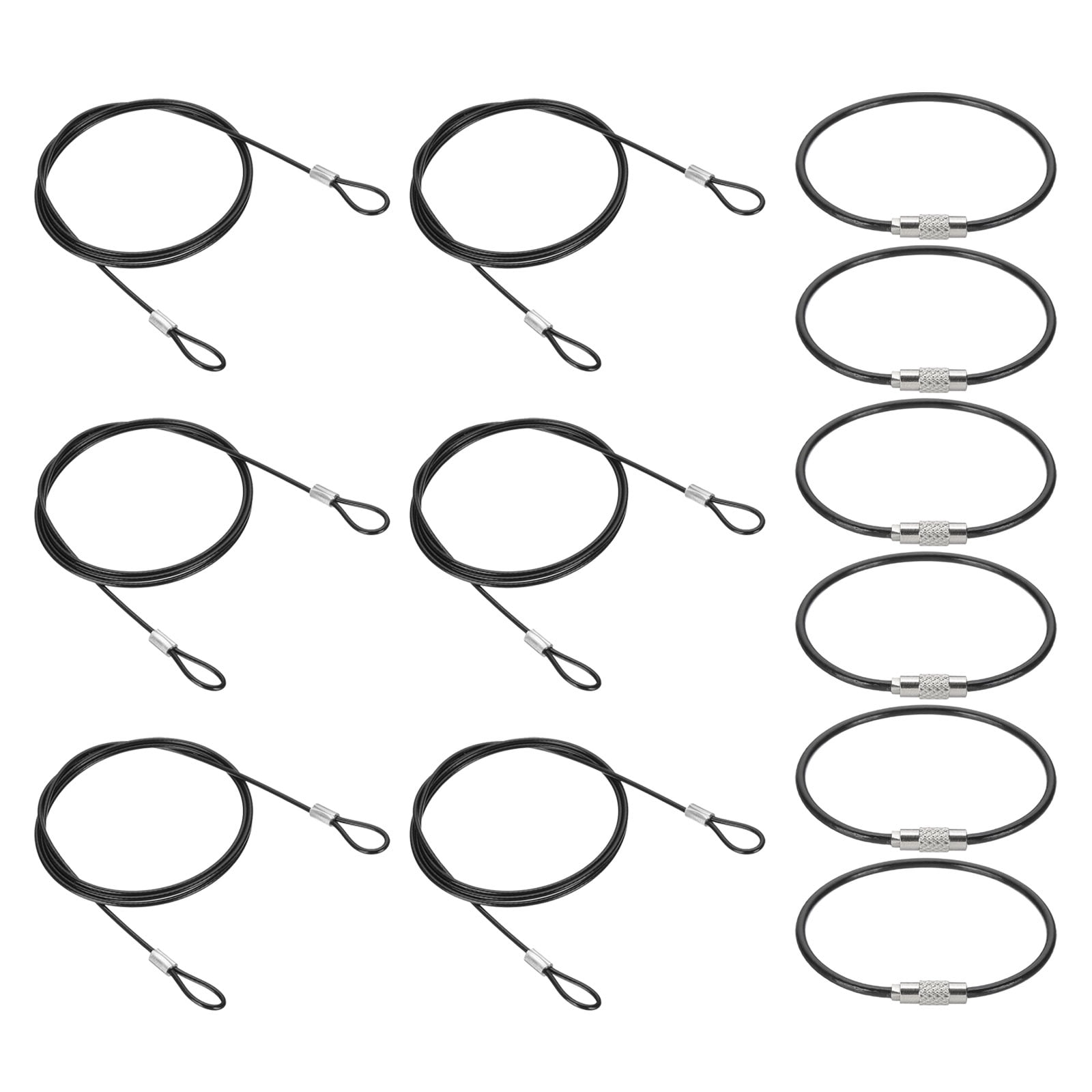 3.3Ft Safety Cable Lock, 6 Pcs 2mm Dia Braided Stainless Steel Coated ...