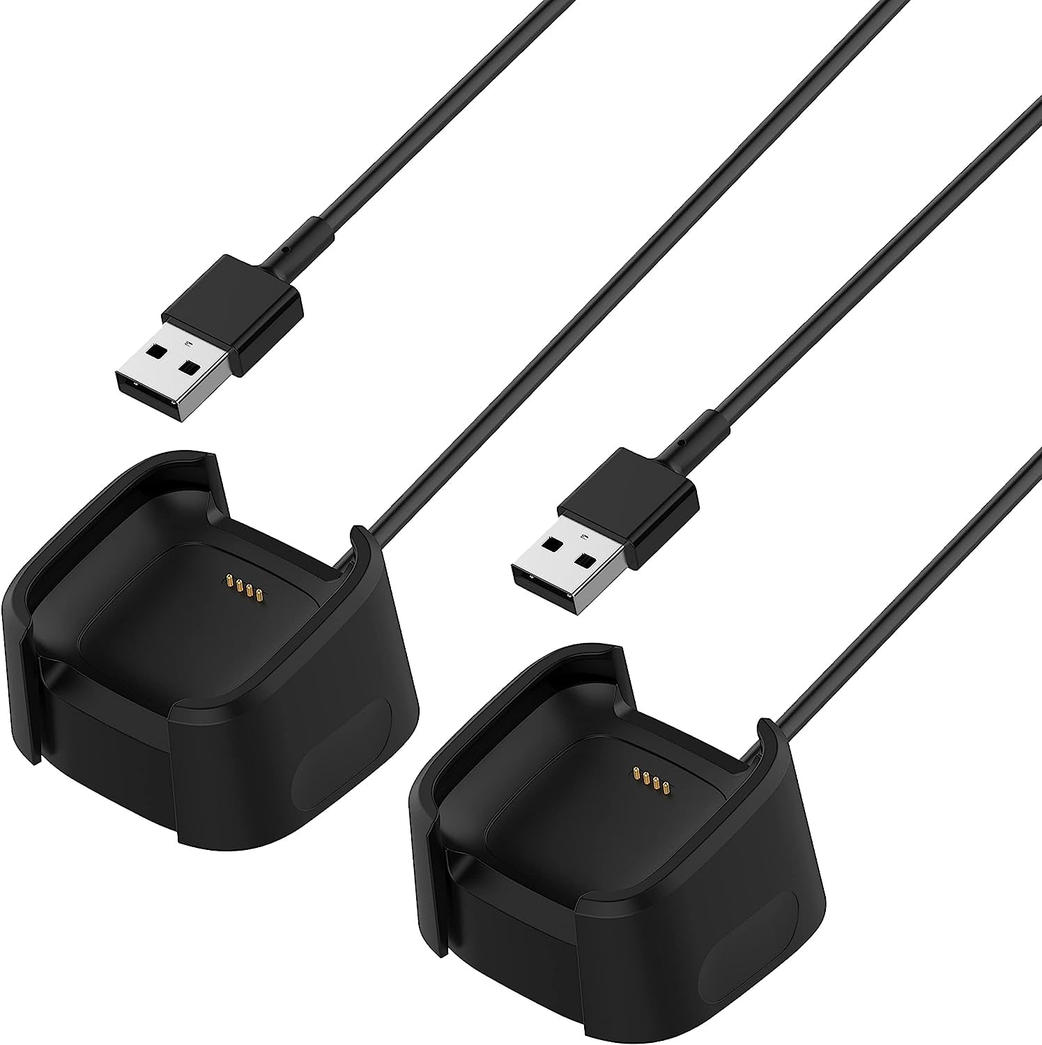 BICMICE 3.3Ft USB Charger Dock Compatible with Fitbit Versa 2 Smartwatch, Replacement Anti-Slip Design, 2-Pack