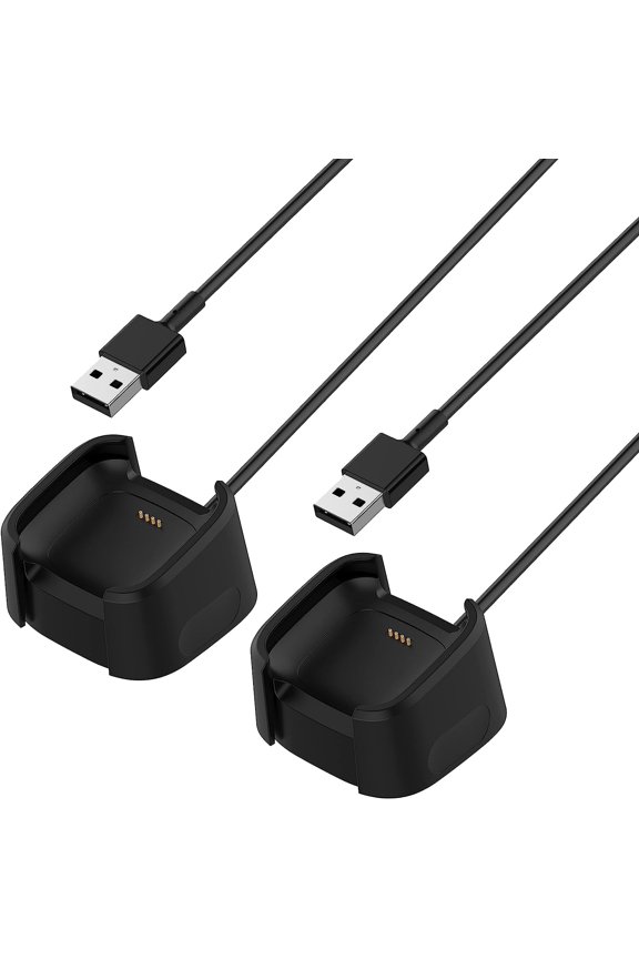 3.3Ft USB Charger Dock Compatible with Fitbit Versa 2 Smartwatch, Replacement Anti-Slip Design, 2-Pack