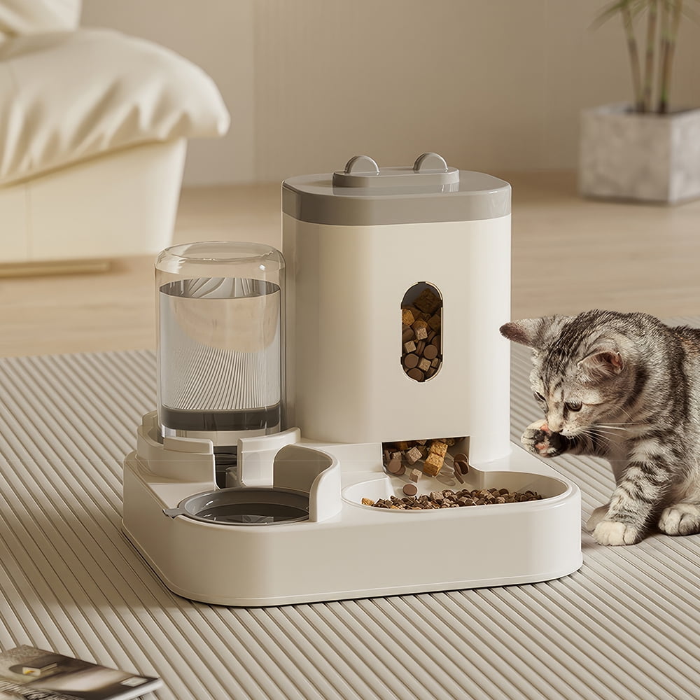 3.3L 2-in-1 Automatic Cat Feeder and Gravity Drinker Set - Food-Grade PP, 45° Tilted Feeder, Hygienic Waterer, Suitable for Small Dogs and Cats (Blue/Yellow/Gray)