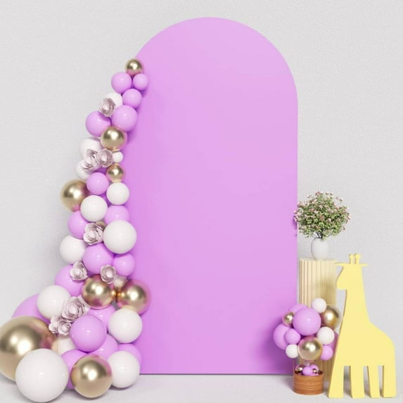 3.3X6.5FT Durable Purple Spandex Round Top Wedding Arch Cover Perfect for Celebrations