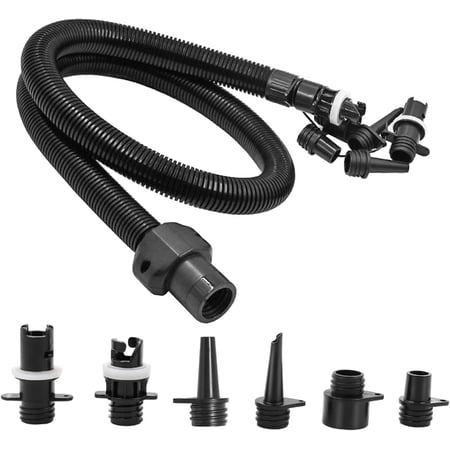 3.3ft Air Pump Hose and Nozzle Kit for 20PSI, 6 Adapter Set Compatible with HT-781 HT-782 HT-790 HT-792 Electric Pumps, Replacement Tube for Kayak Boat Raft Pool Inflatable Items