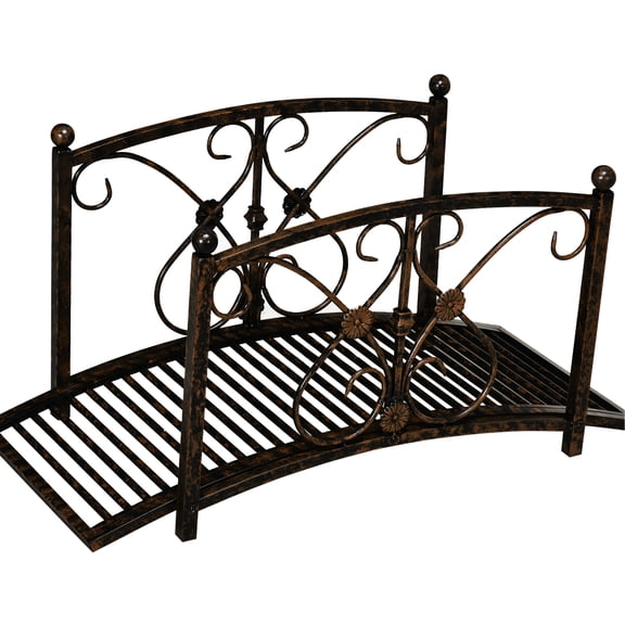 3.3ft Metal Garden Bridge - Features For A Functional Outdoor, Brown Delightful Garden,