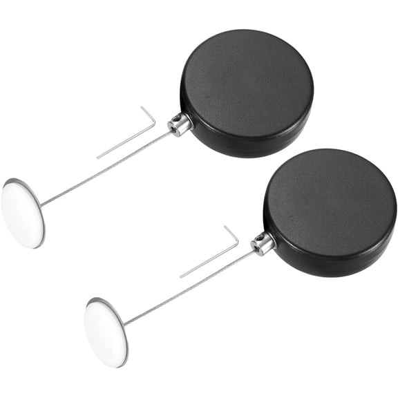 3.3ft Retractable Cable Lock with Round Patch Remote Control Security Lock with Adjustable Cord Tether Anti Theft for Laptop, TV, 150 G, Black, 2 Pack