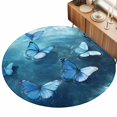 3.3ft Round Rug Blue Butterfly Area Rugs for Living Room Bedroom ...