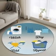 thumbnail image 1 of 3.3ft Round Rug, Blue Ombre Laundry Non-Skid Rubber Backing Large Area Rugs - Living Room Bedroom Home Office, Wash Dry Fold Repeat Indoor Floor Mat Carpets Washable Rug, 1 of 9