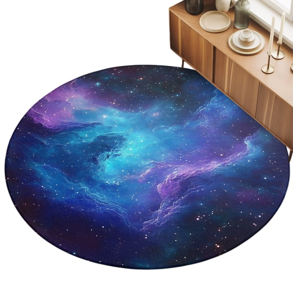 3.3ft Round Rug Blue Purple Space Area Rugs for Living Room Bedroom ...