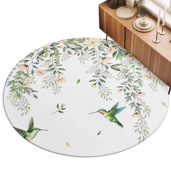 3.3ft Round Rug Green Eucalyptus Leaves Area Rugs for Living Room ...