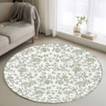 thumbnail image 1 of 3.3ft Round Rug, Green Leaf Flower Non-Skid Rubber Backing Large Area Rugs - Living Room Bedroom Home Office, Vintage Farmhouse Bohemian Spring Indoor Floor Mat Carpets Washable Rug, 1 of 9