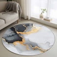 thumbnail image 1 of 3.3ft Round Rug, Grey White Marble Non-Skid Rubber Backing Large Area Rugs - Living Room Bedroom Home Office, Ink Painting Modern Abstract Indoor Floor Mat Carpets Washable Rug, 1 of 9