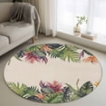 thumbnail image 1 of 3.3ft Round Rug, Palm Leaves Non-Skid Rubber Backing Large Area Rugs - Living Room Bedroom Home Office, Summer Botanical Tropical Plants Rustic Indoor Floor Mat Carpets Washable Rug, 1 of 9