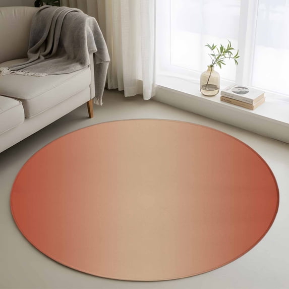 3.3ft Round Rug, Red Orange Ombre Non-Skid Rubber Backing Large Area Rugs - Living Room Bedroom Home Office, Modern Gradient Abstract Art Indoor Floor Mat Carpets Washable Rug