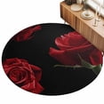 3.3ft Round Rug Red Rose Area Rugs for Living Room Bedroom Washable Non ...