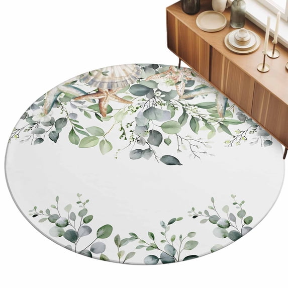 3.3ft Round Rug Sage Green Coastal Area Rugs for Living Room Bedroom ...