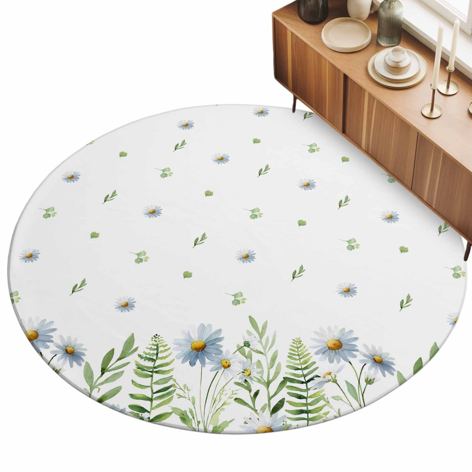 3.3ft Round Rug Spring Botanical Area Rugs for Living Room Bedroom ...