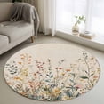 thumbnail image 1 of 3.3ft Round Rug, Vintage Botanical Non-Skid Rubber Backing Large Area Rugs - Living Room Bedroom Home Office, Spring Floral Summer Botanical Rustic Indoor Floor Mat Carpets Washable Rug, 1 of 9