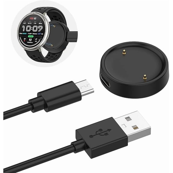 3.3ft USB C Charger Compatible with Amazfit Active 2 / Bip 6 | USB Cable 1m Charging Cable Replacement for Charging Station Charging Cable for Amazfit Active2 - Black