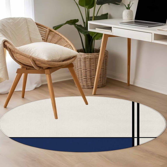3.3ft Washable Round Rug, Abstract Gemoetric Non-Slip Circle Area Rug ...