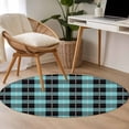 thumbnail image 1 of 3.3ft Washable Round Rug, Aqua Green Non-Slip Circle Area Rug for Entryway Bedroom, Black Lattice Indoor Accent Floor Mat for Home Decor, 1 of 9