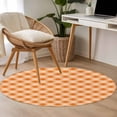 thumbnail image 1 of 3.3ft Washable Round Rug, Autunm Orange Non-Slip Circle Area Rug for Entryway Bedroom, Lattice Indoor Accent Floor Mat for Home Decor, 1 of 9