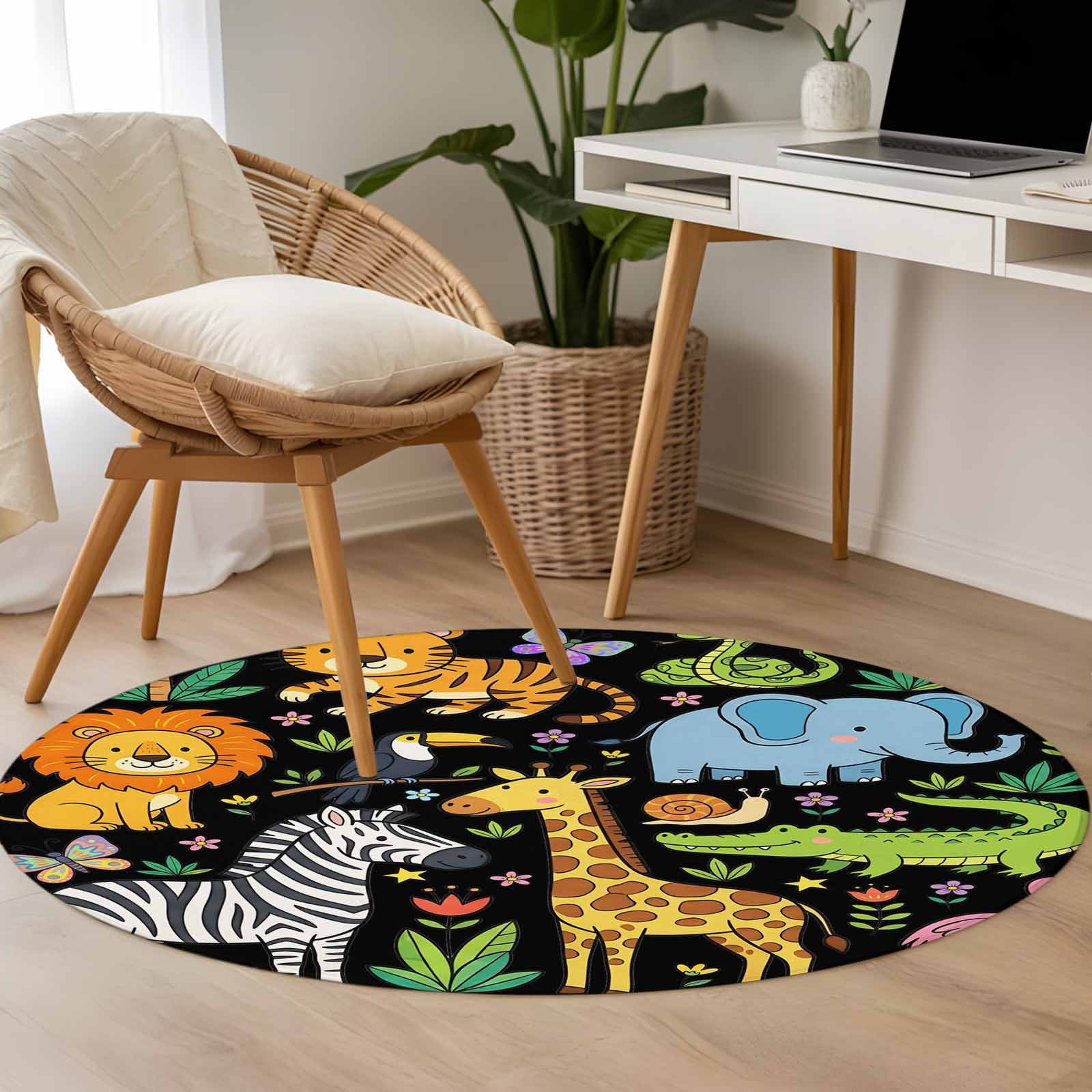 3D Peacock 082 Animal Round Non Slip Rug Mat