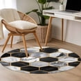 thumbnail image 1 of 3.3ft Washable Round Rug, Geometric Pattern Non-Slip Circle Area Rug for Entryway Bedroom, Black Gary Hexagon Collage Art Indoor Accent Floor Mat for Home Decor, 1 of 9