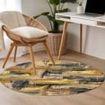 thumbnail image 1 of 3.3ft Washable Round Rug, Gray Yellow Non-Slip Circle Area Rug for Entryway Bedroom, Abstract Modern Retro Polypropylene Pigment Taxture Indoor Accent Floor Mat for Home Decor, 1 of 9