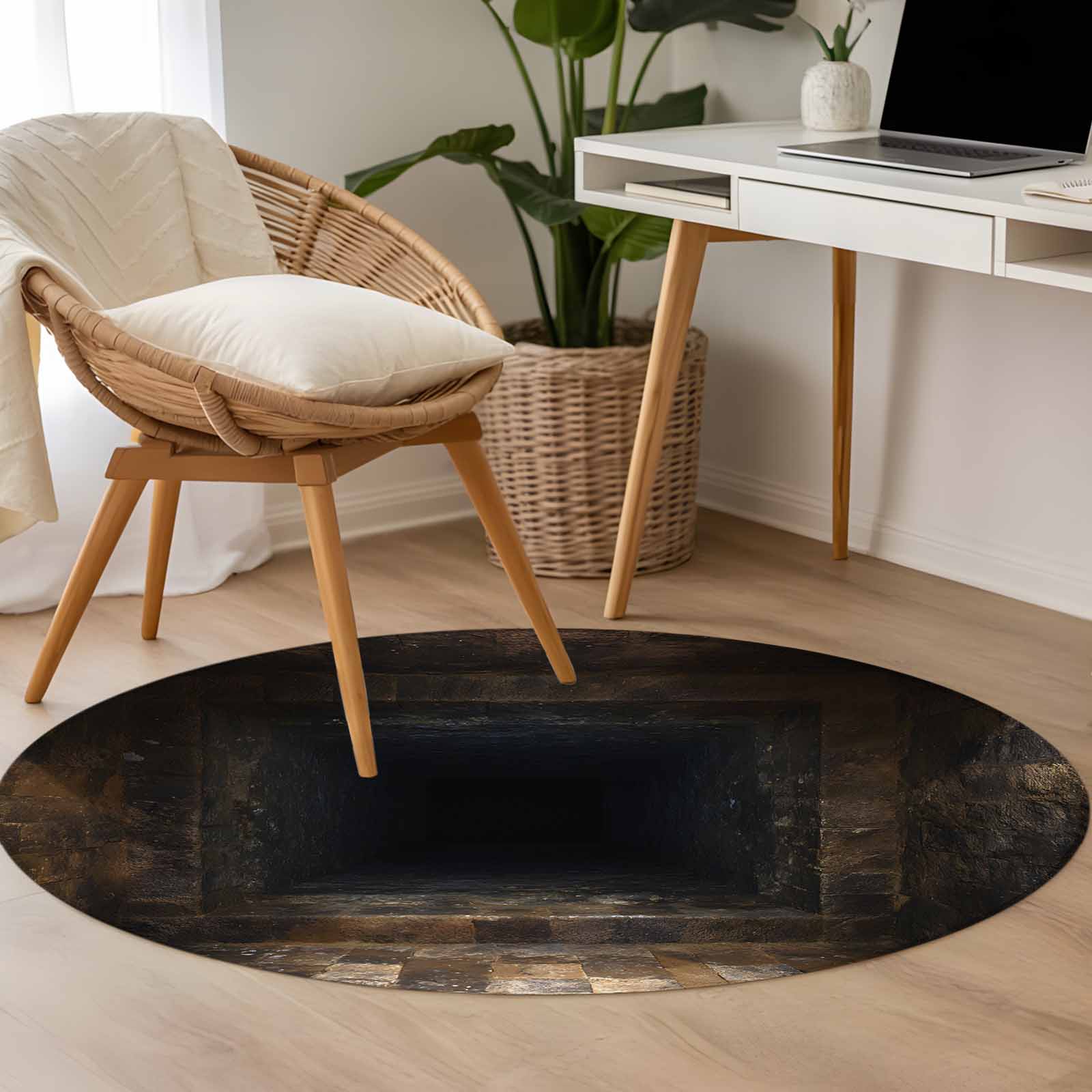 3.3ft Washable Round Rug, Stone Non-Slip Circle Area Rug for Entryway ...