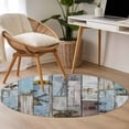 thumbnail image 1 of 3.3ft Washable Round Rug, Vintage Farmhouse Non-Slip Circle Area Rug for Entryway Bedroom, Sunflower Windmill Farm Animals Blue Wood Grain Indoor Accent Floor Mat for Home Decor, 1 of 9