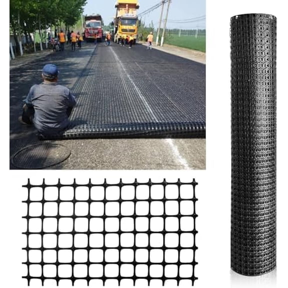 3.3ft x 50ft Bi-Directional Geogrid Mesh Roll, Polypropylene Geogrid for Ground Stabilization, Retaining Wall Reinforcement, Driveway Base, Garden Vegetable Fence, Livestock and Poultry Barrier$$