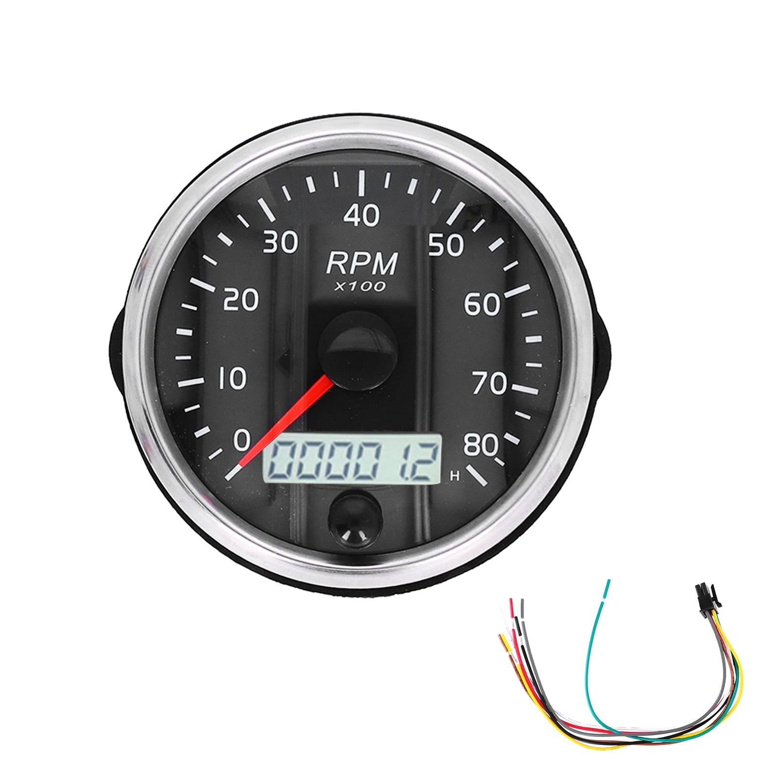 3.3in 12V/24V Tachometer 0-8000RPM Tacho RPM Gauge LCD Hourmeter Amber ...