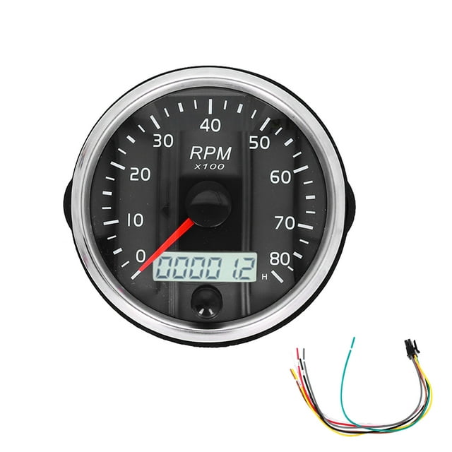 3.3in 12V/24V Tachometer 0-8000RPM Tacho RPM Gauge LCD Hourmeter Amber ...