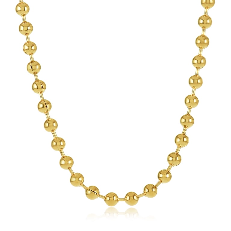3.3mm 14k Yellow Gold Plated Ball Ball Chain Necklace, 24 inches + 
