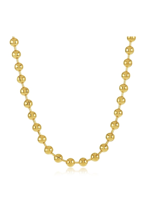 3.3mm 14k Yellow Gold Plated Military Ball Chain Necklace, 22 inches