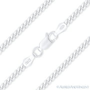 3.3mm Miami Cuban / Curb Link Italian Chain Necklace in Solid .925 Sterling Silver
